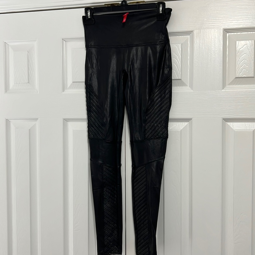 Spanx faux leather moto leggings